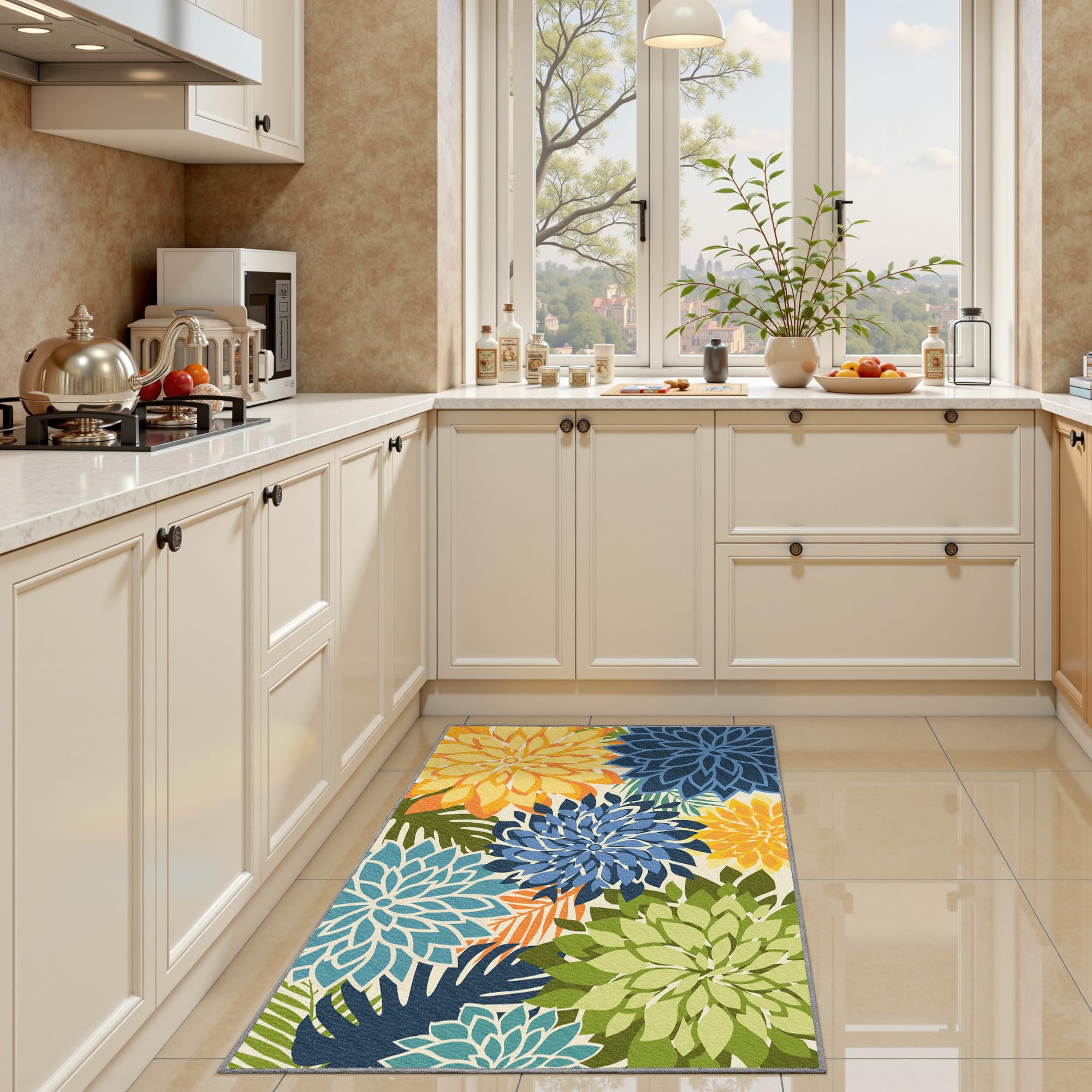 Arenarug detalle de textura floral resistente y decorativa