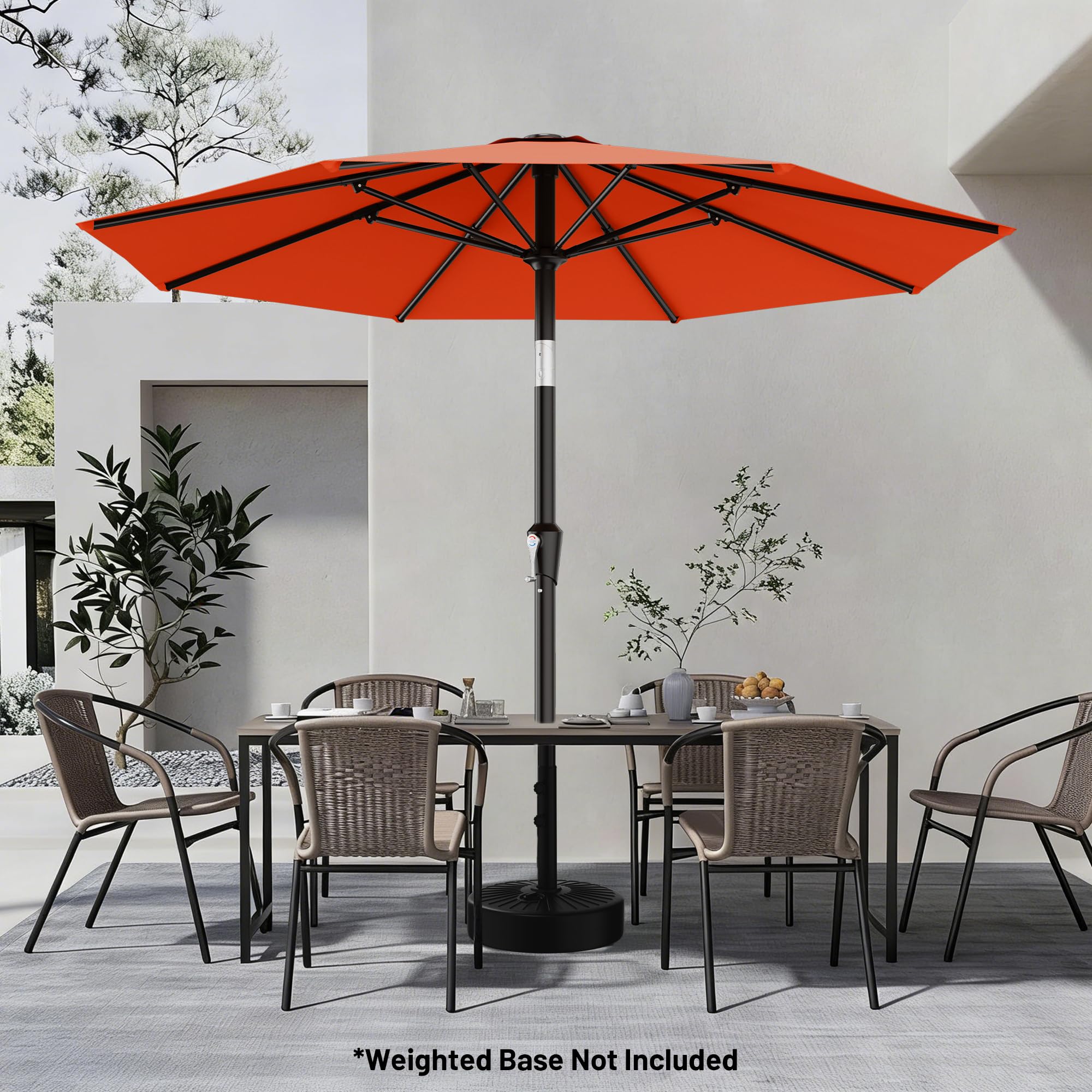 AreShark parasol en uso junto a mesa de patio para sombra de 4–6 personas