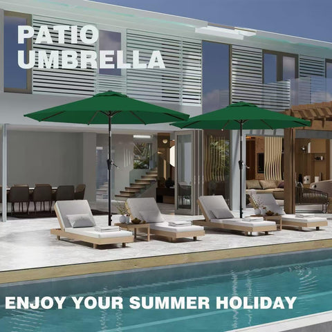 AreShark parasol junto a piscina creando sombra y ambiente relajado
