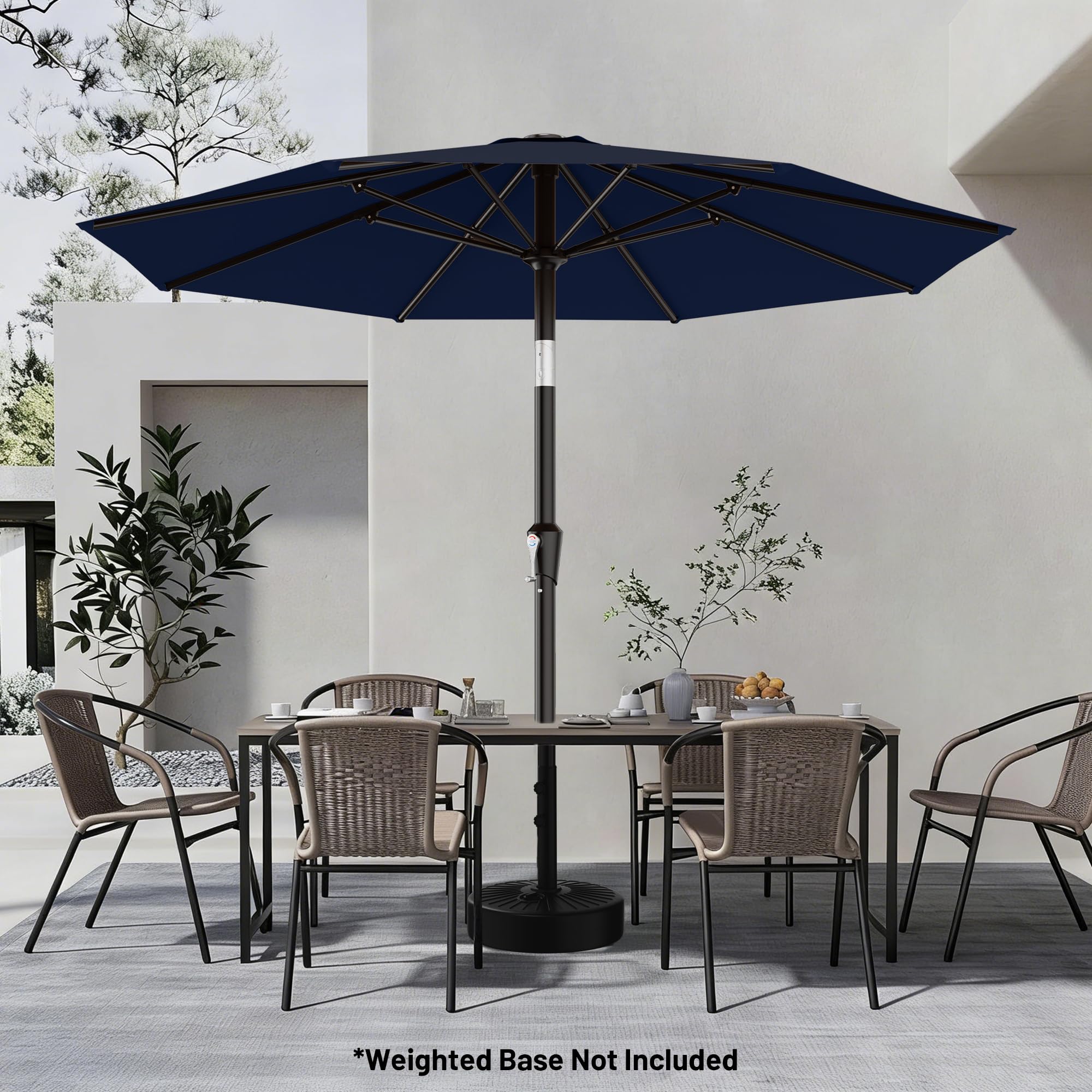 AreShark comparación de escala junto a mesa y sillas que ilustra cobertura real