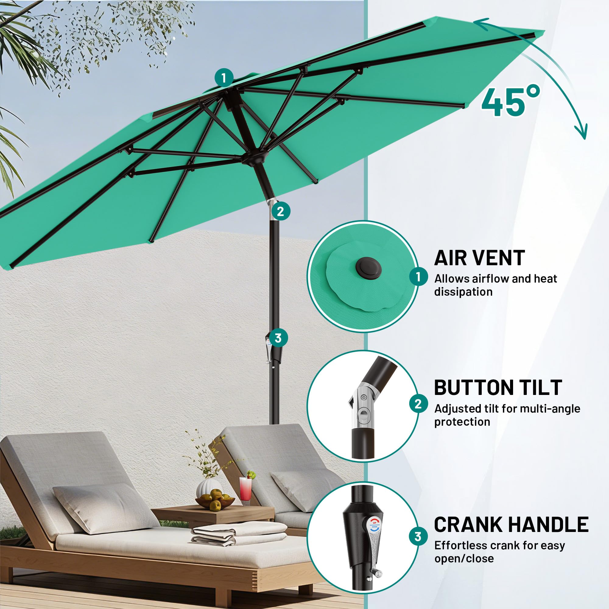 AreShark estructura con ocho varillas para soporte y estabilidad
