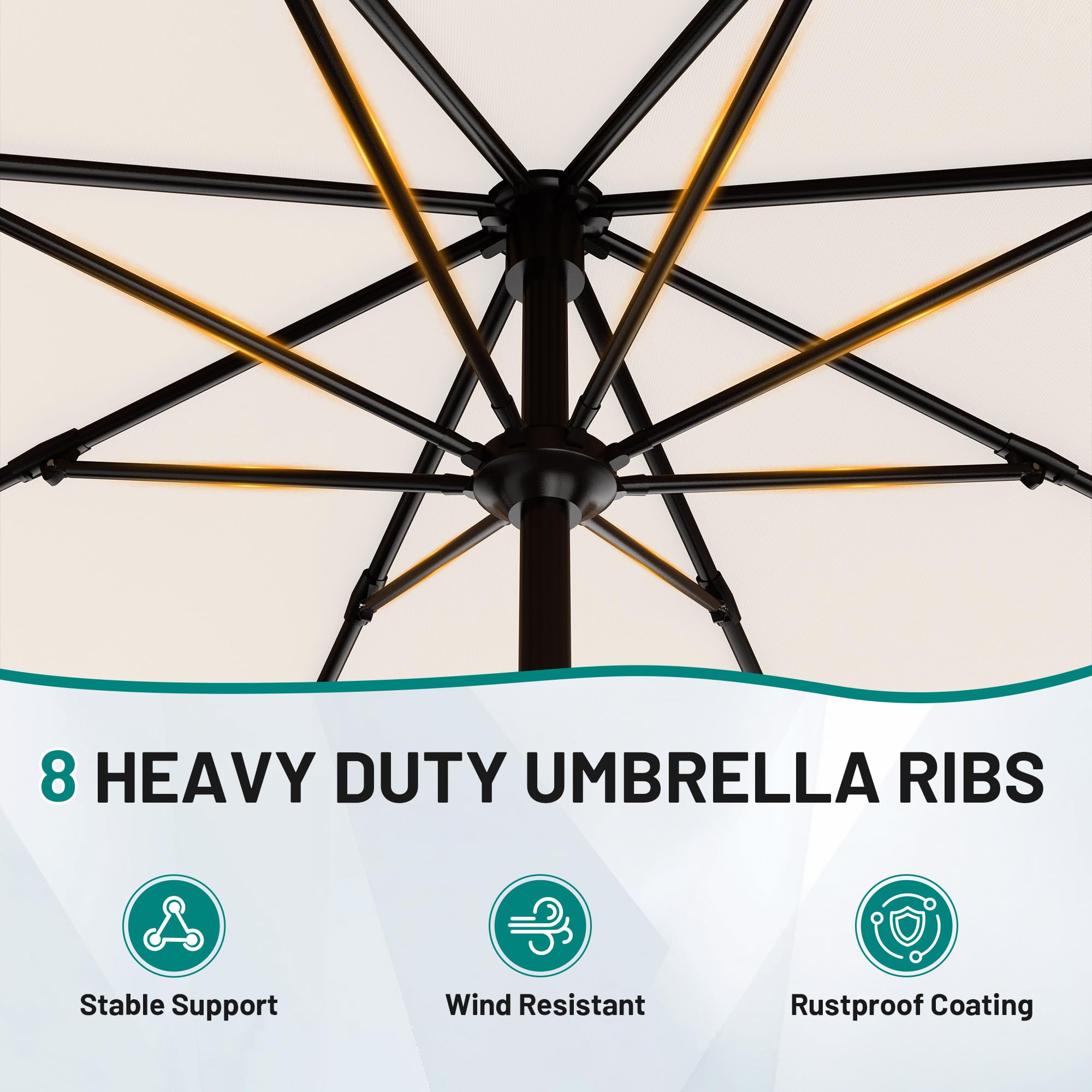 AreShark detalle de la tela crema resistente al agua y protección UV visible