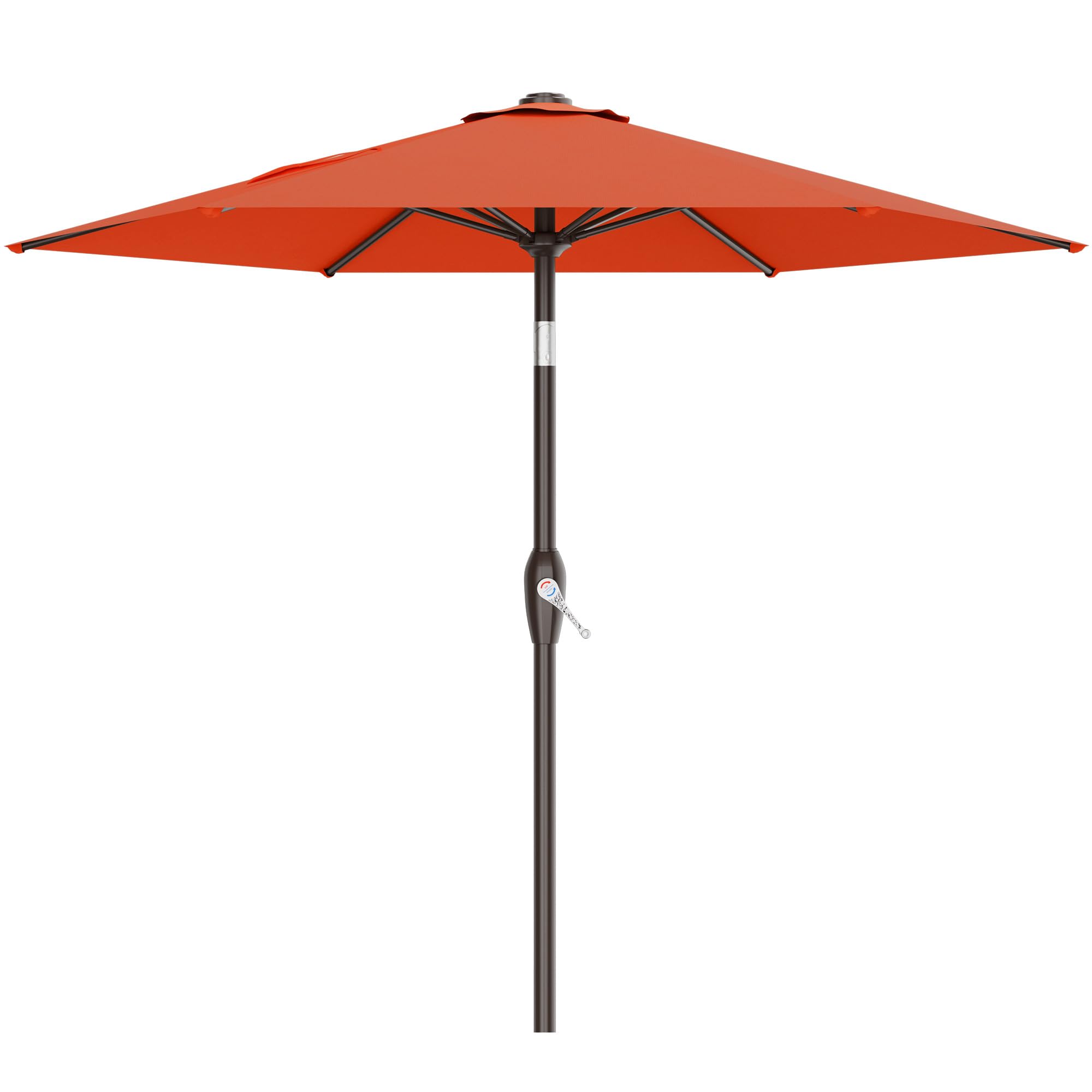 AreShark vista frontal de la sombrilla naranja mostrando amplia cobertura y protección