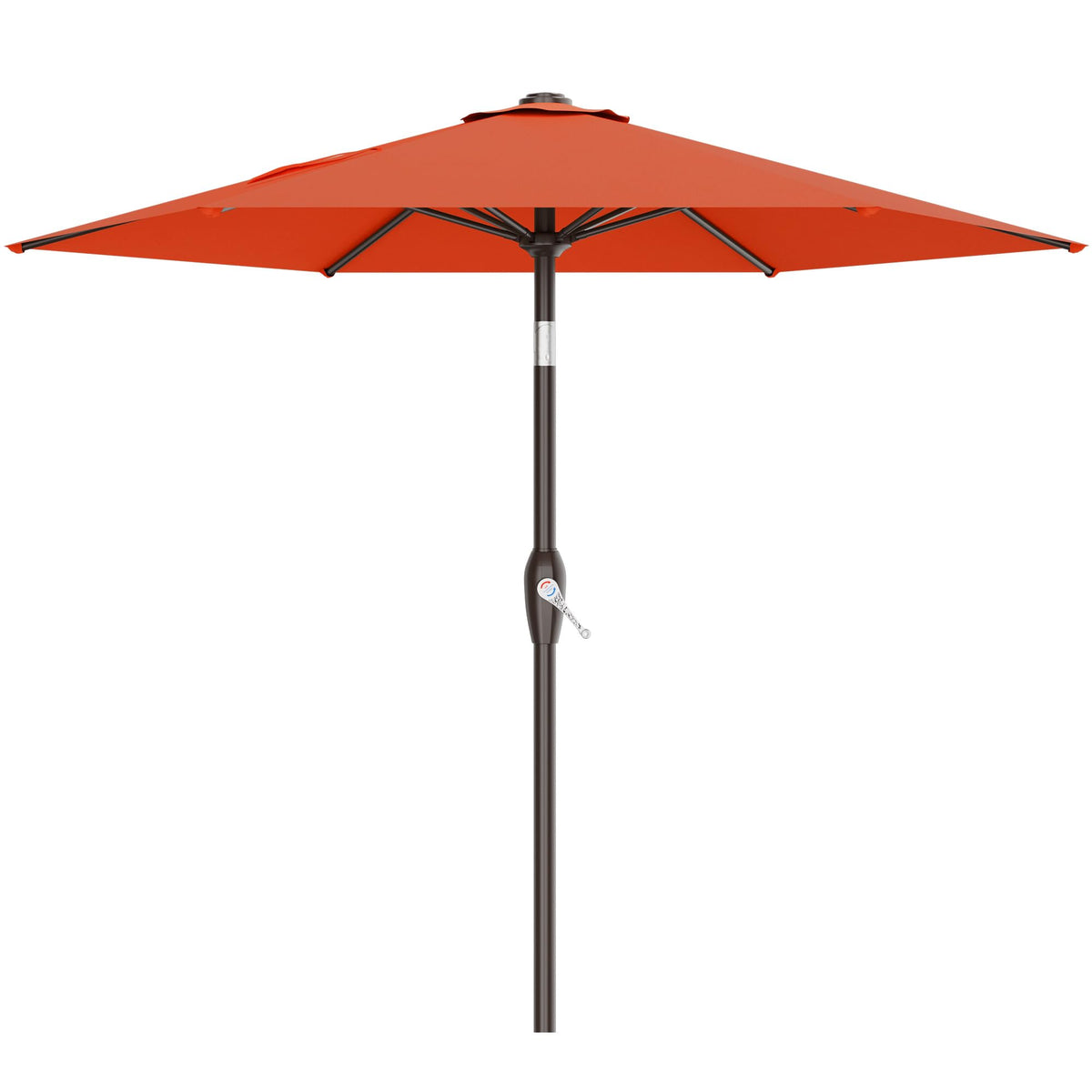 AreShark vista frontal de la sombrilla naranja mostrando amplia cobertura y protección