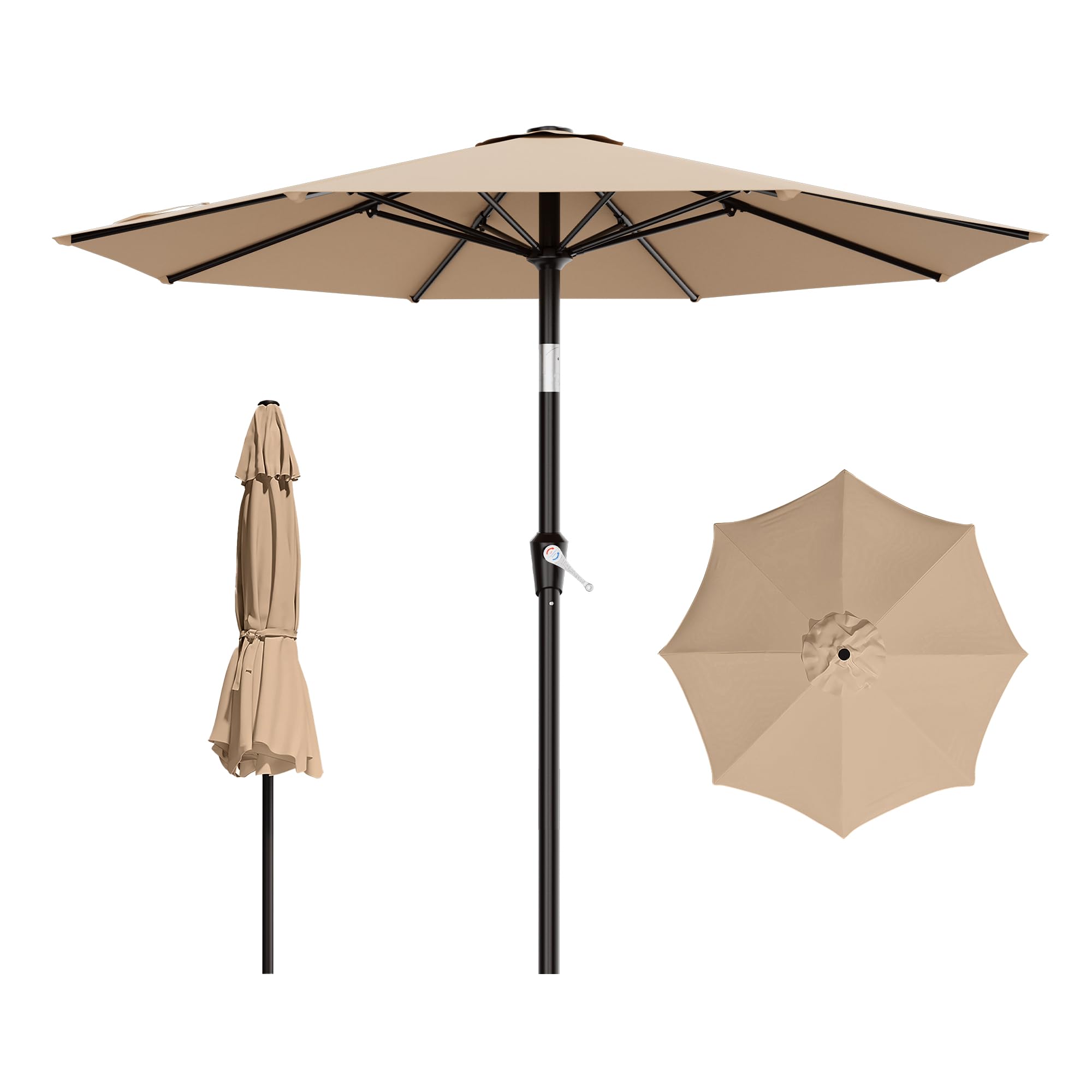 AreShark sombrilla frontal beige mostrando cobertura amplia y sombra