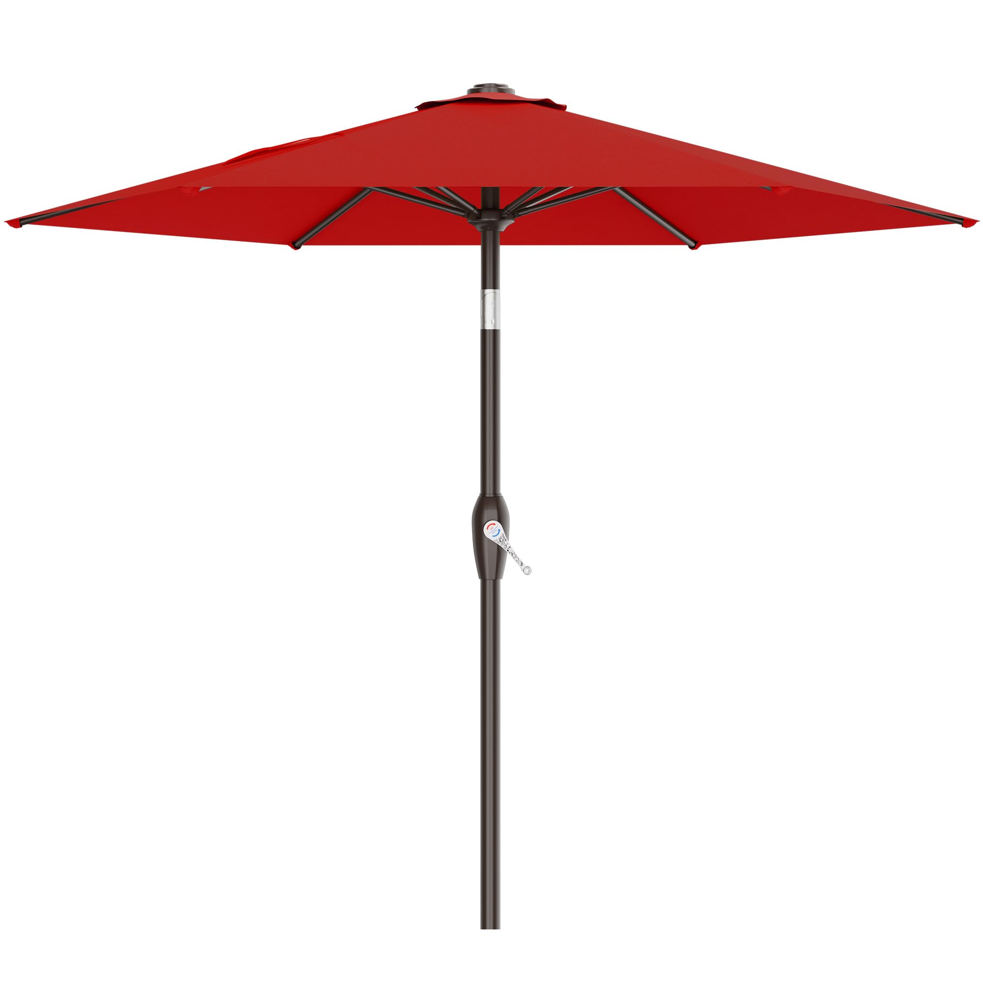 AreShark vista frontal de sombrilla roja mostrando cobertura y diseño práctico