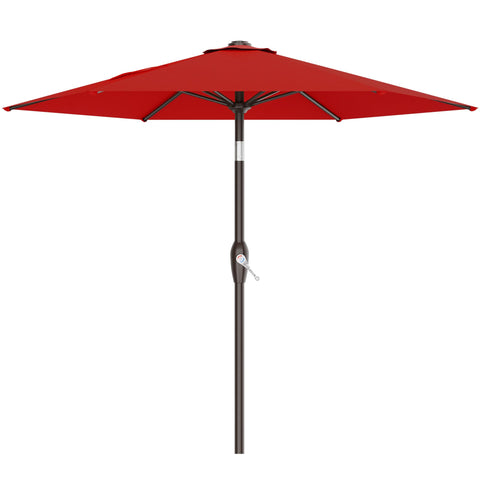 AreShark vista frontal de sombrilla roja mostrando cobertura y diseño práctico