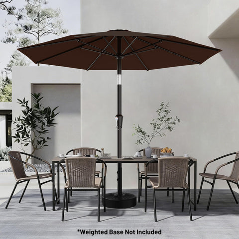 AreShark sombrilla instalada sobre mesa de patio ofreciendo sombra cómoda