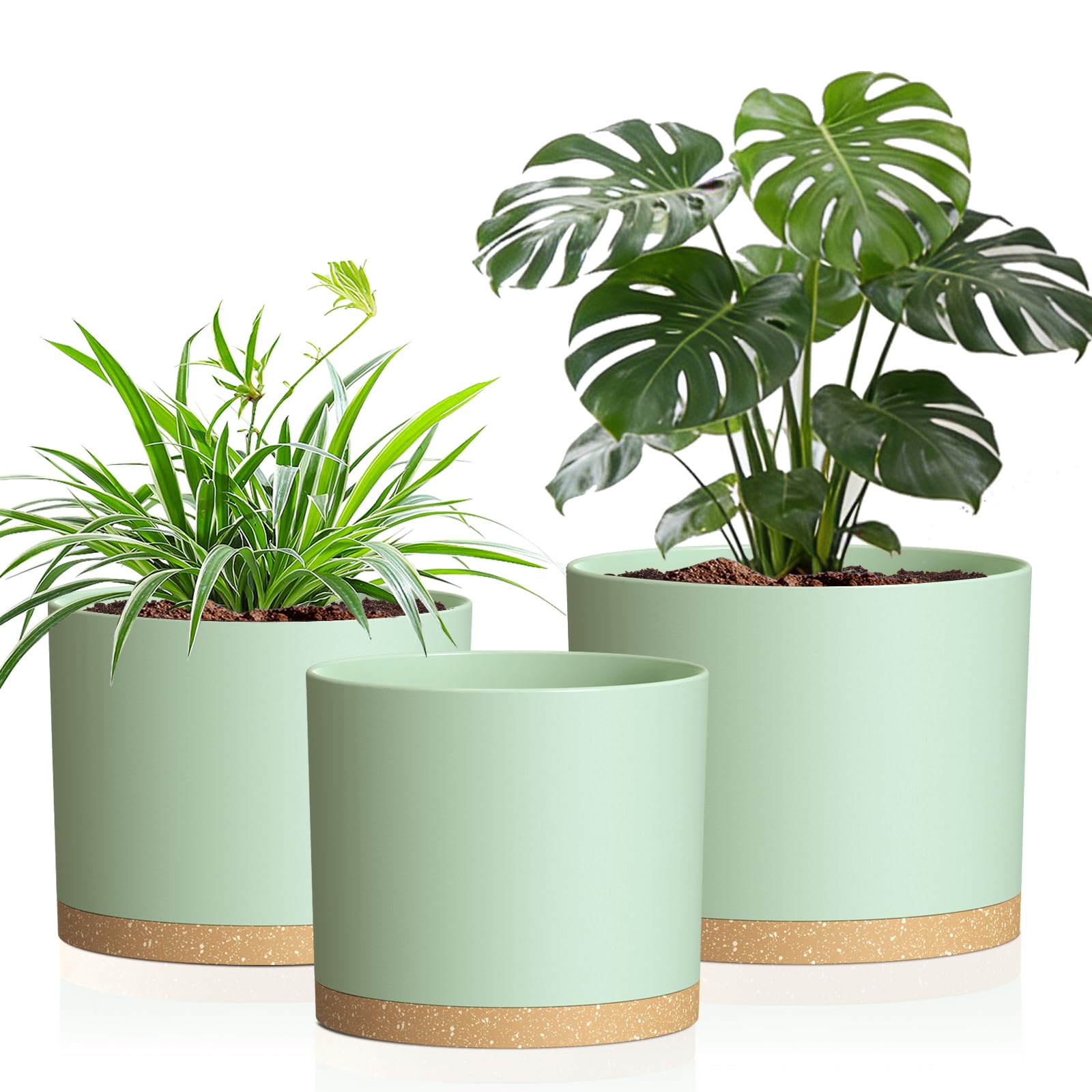 Areutxbis vista frontal del pack tres macetas, diseño elegante y resistente