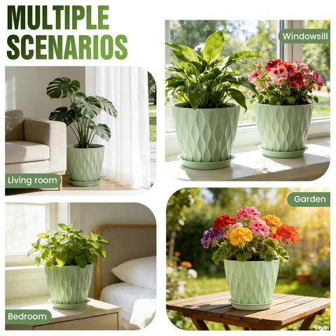 Areutxbis set de cuatro macetas mostrando uniformidad decorativa