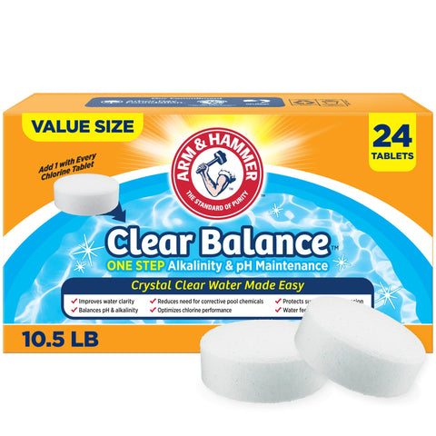 Arm & Hammer frente del empaque mostrando 24 tabletas y beneficio claridad