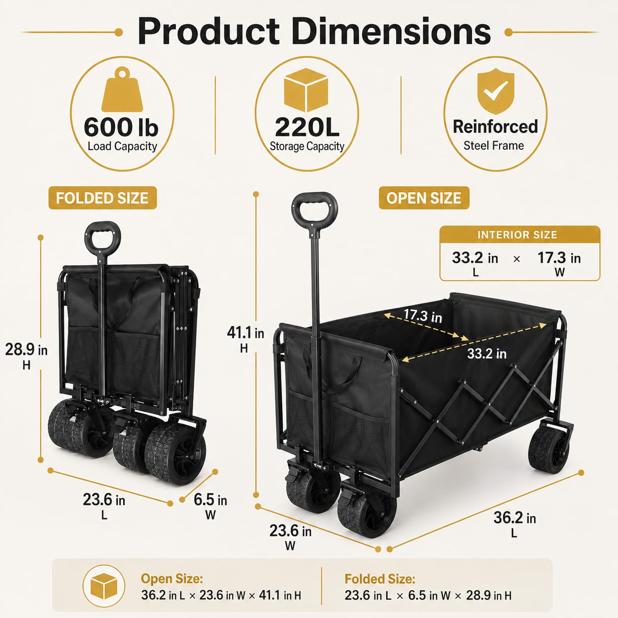 ARTIST'S DREAM interior 220L para transportar nevera, bolsas y cajas cómodamente