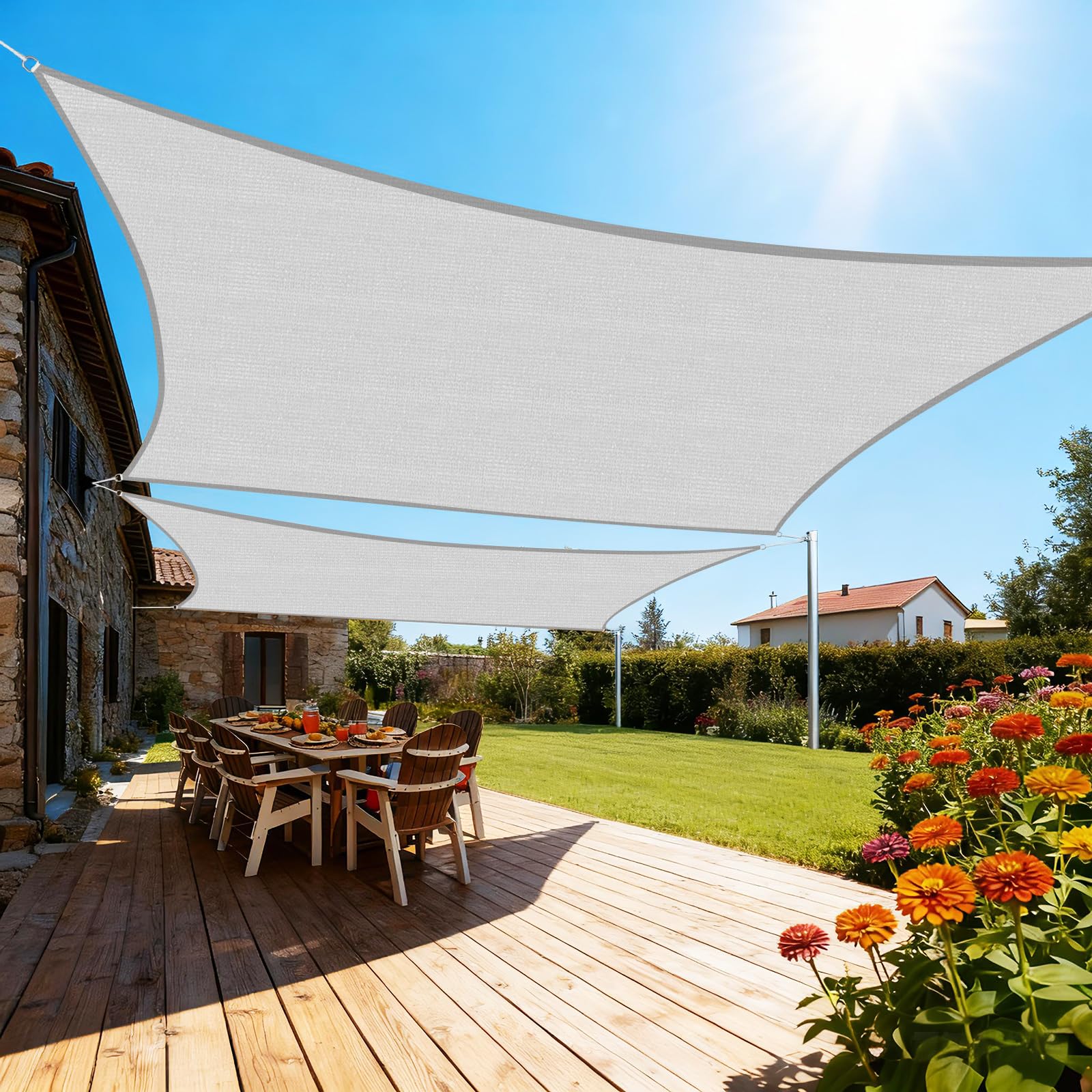 Artpuch toldo frontal gris claro mostrando cobertura amplia y sombra
