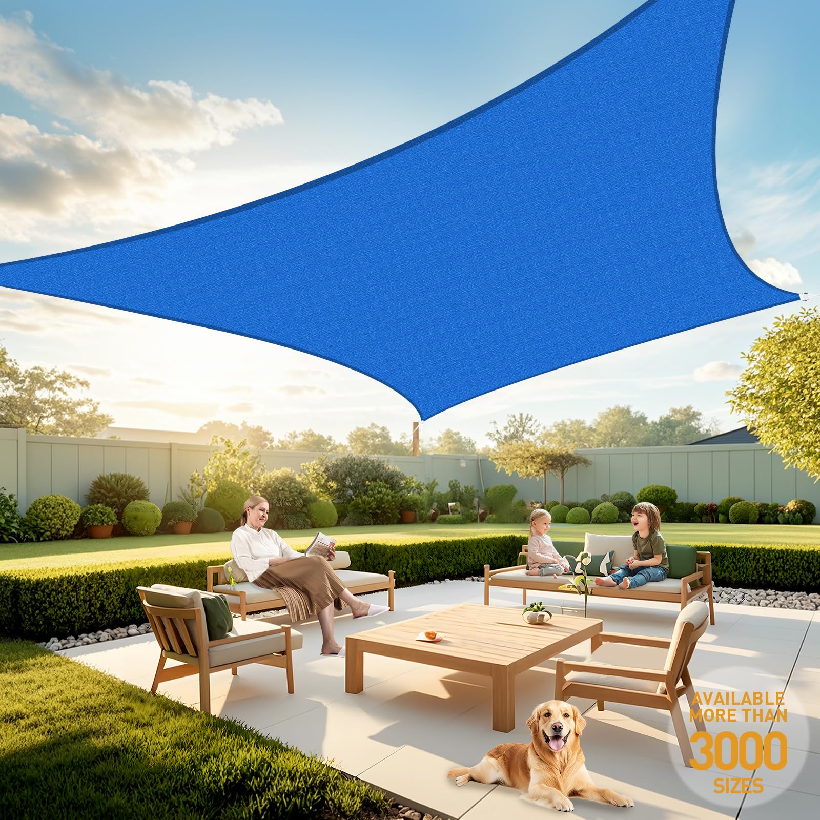 Artpuch toldo vista frontal mostrando sombra amplia y color azul