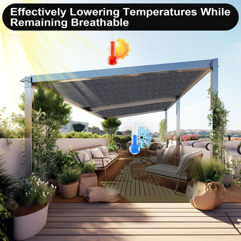 Artpuch toldo cubriendo patio con muebles, mantiene frescura y protege muebles