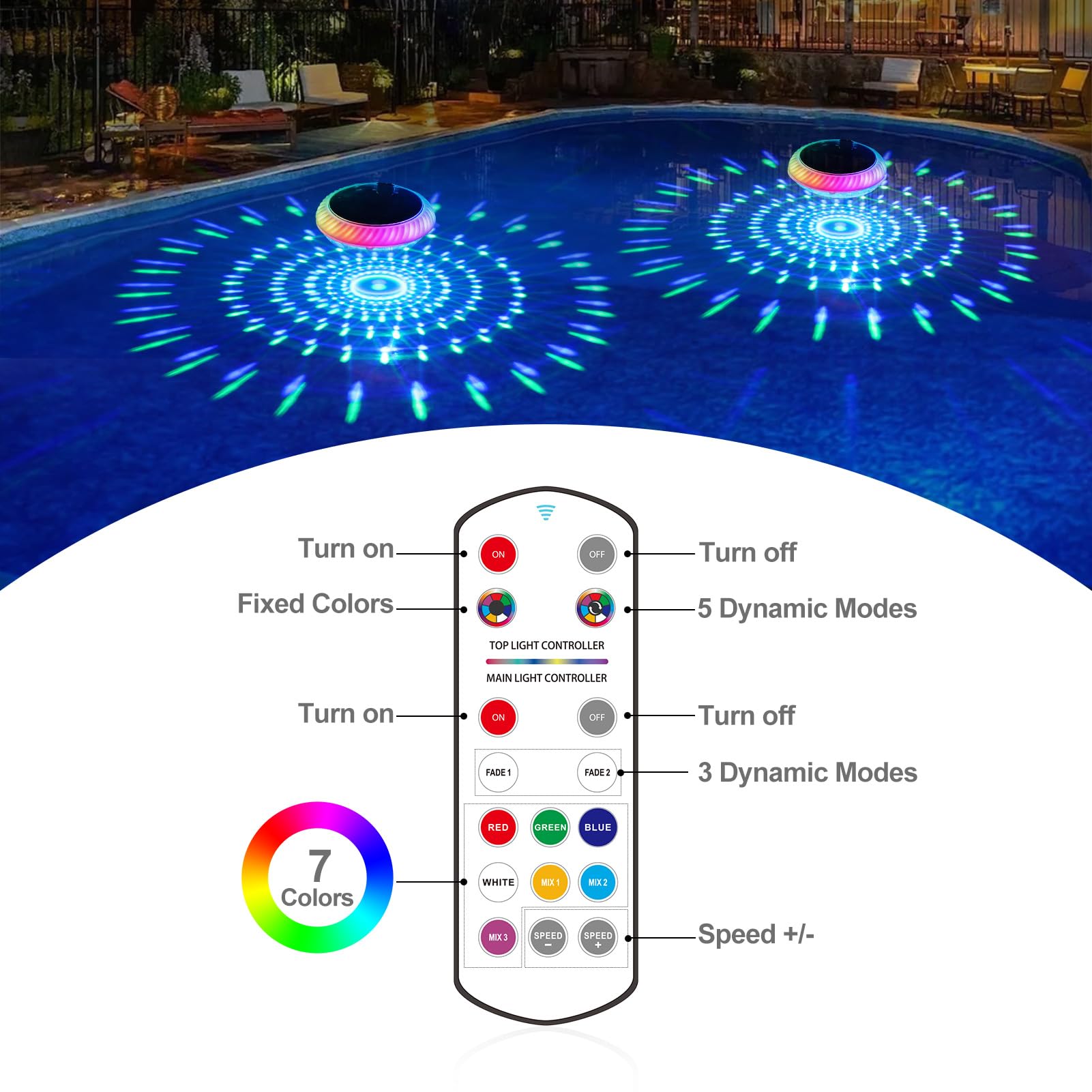 Askyli ambiente de jardín y cena nocturna con luces flotantes decorativas