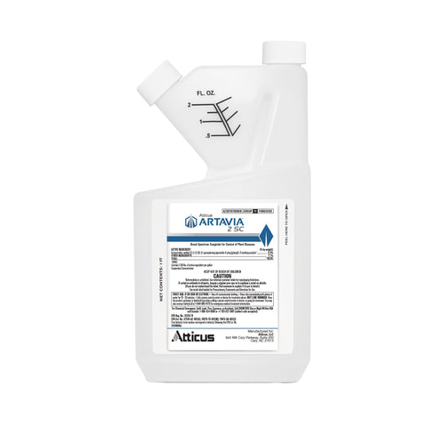 Envase Atticus Artavia 2 SC frontal mostrando presentación y tamaño 16 oz para almacenamiento seguro