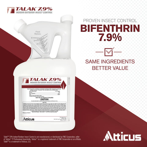 Atticus Talak detalle de etiqueta que indica bifentrina 7.9% y usos