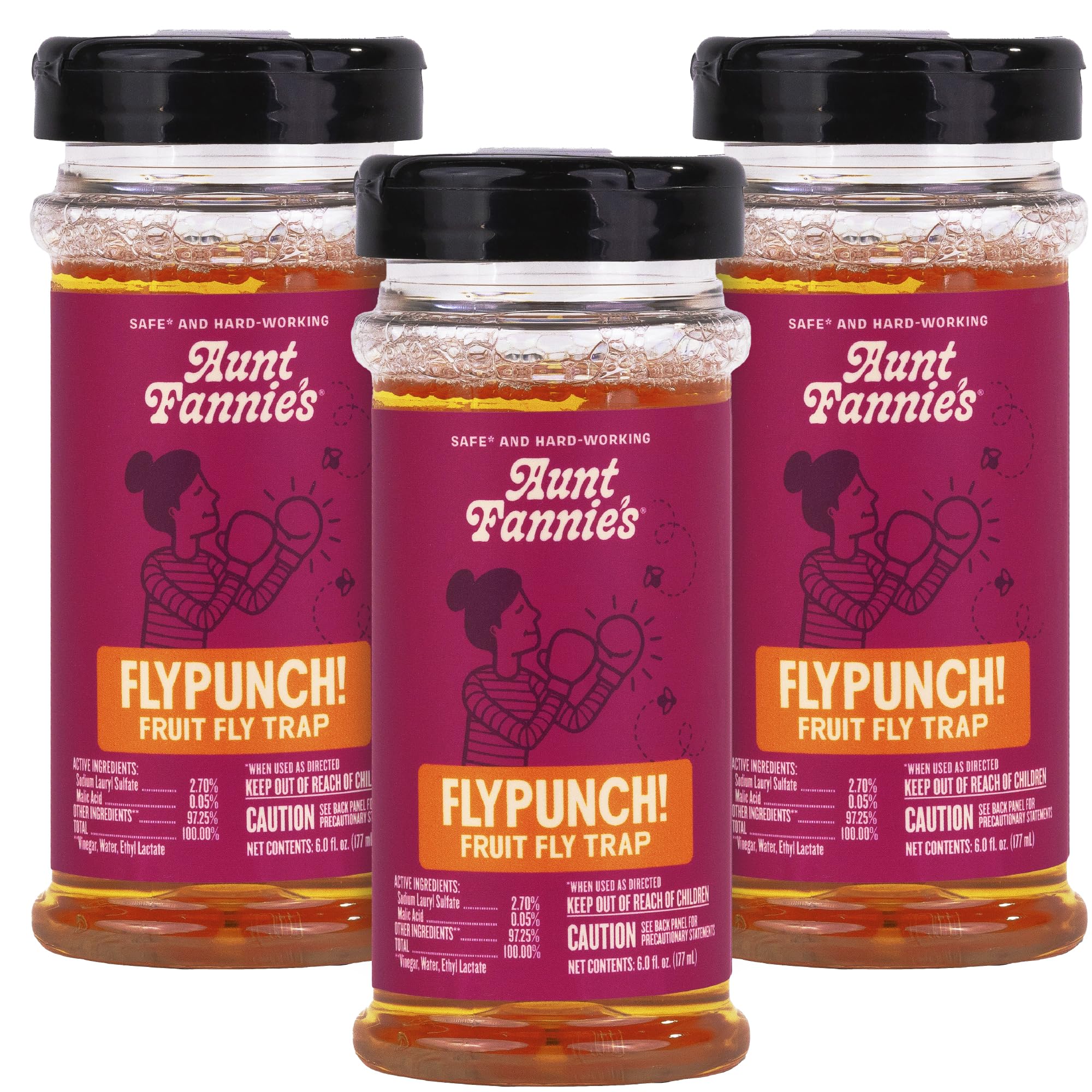 Aunt Fannie's vista frontal del pack de 3, solución rápida para moscas
