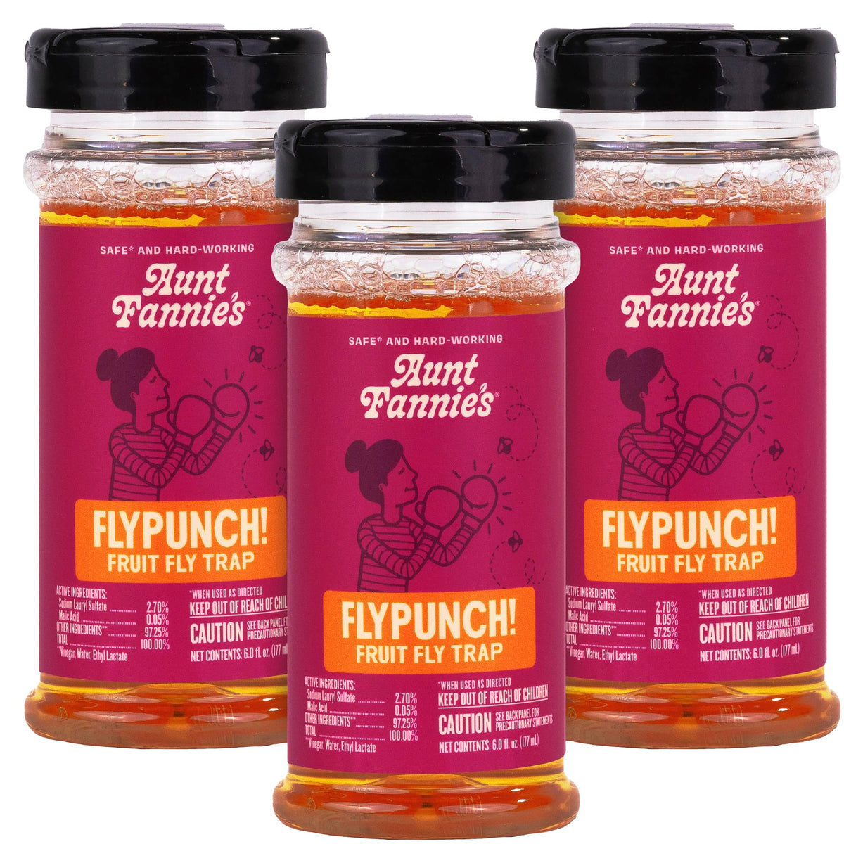 Aunt Fannie's vista frontal del pack de 3, solución rápida para moscas
