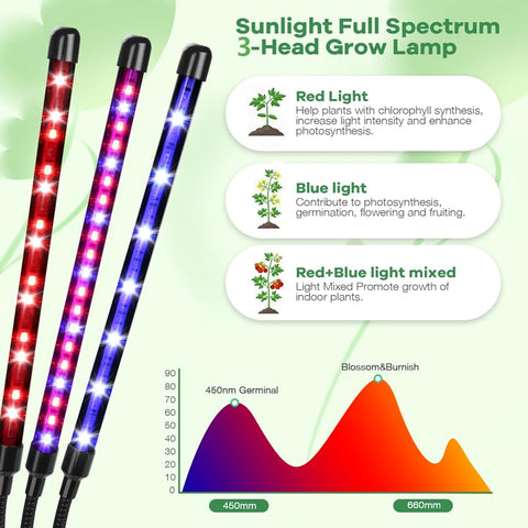 AURAZIGLI en uso sobre macetas, proporciona luz constante para plántulas