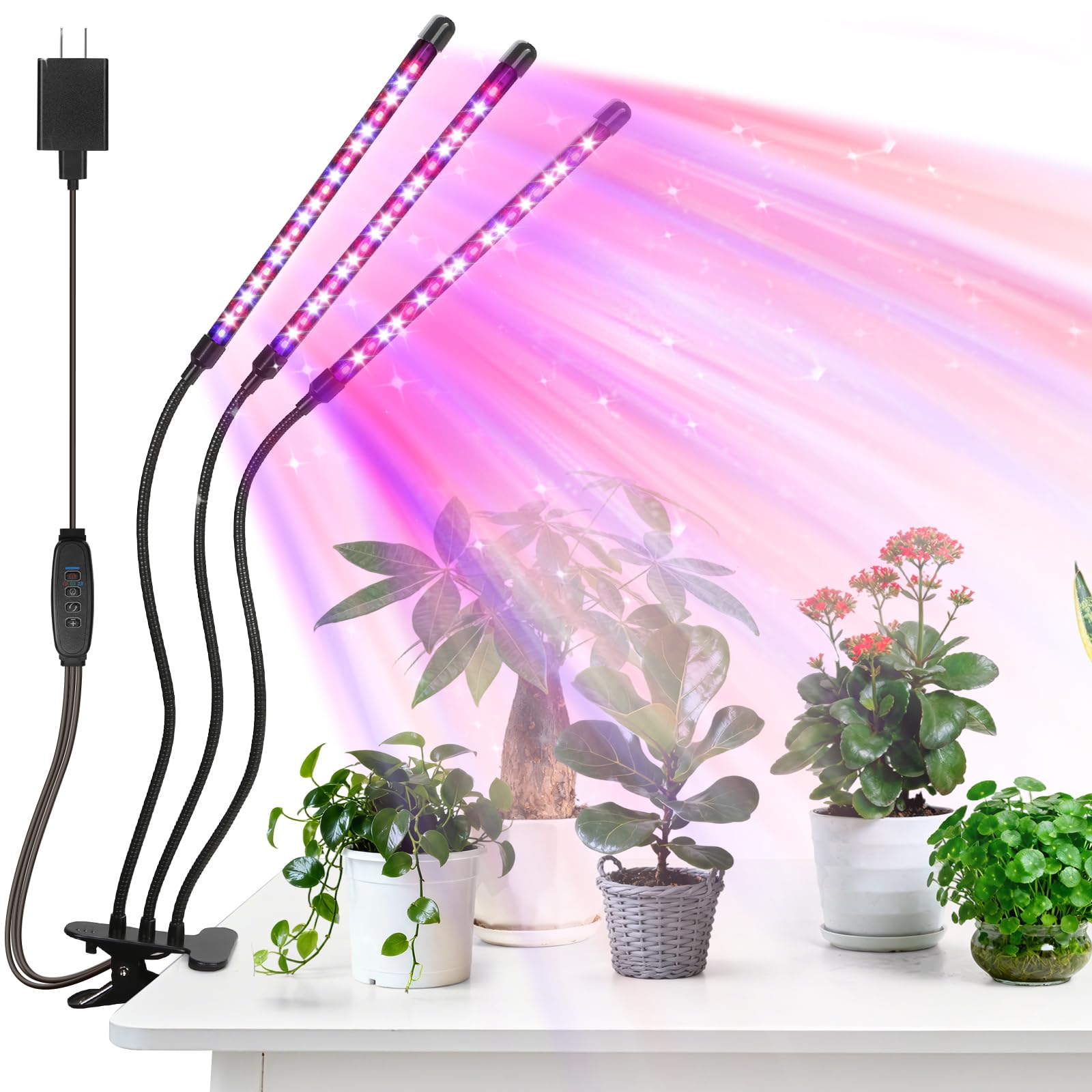 AURAZIGLI lámpara frontal 3 cabezas, iluminación precisa para cultivo interior