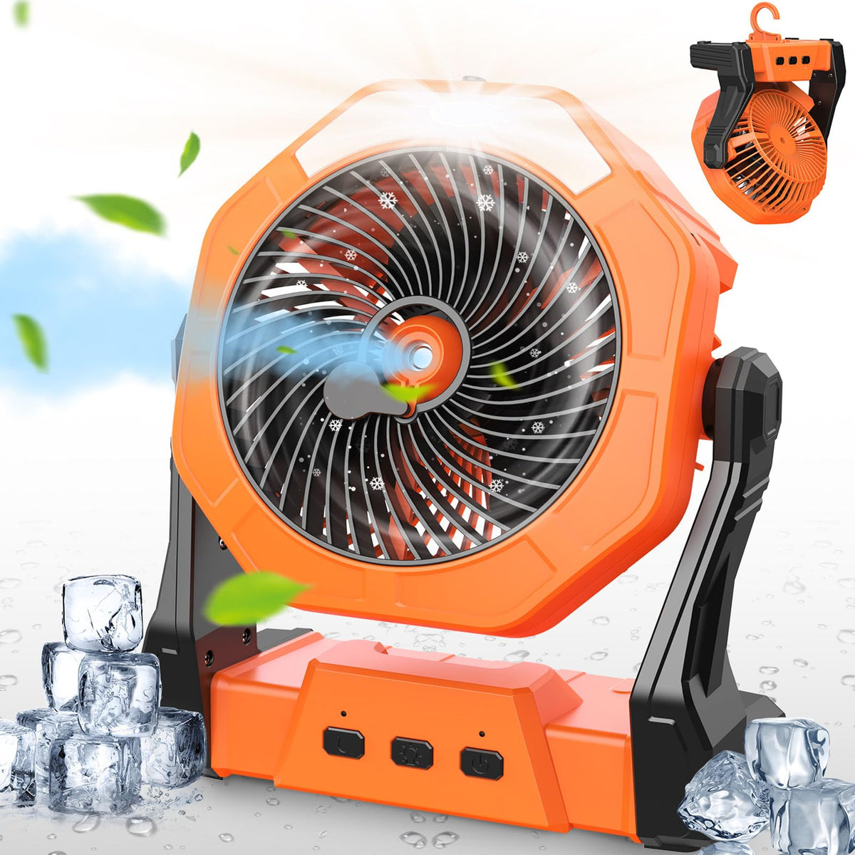 Ausic vista frontal del ventilador con depósito 250 ml beneficio refrigeración
