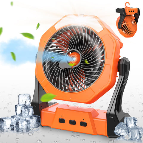 Ausic vista frontal del ventilador portátil que muestra diseño compacto y controles