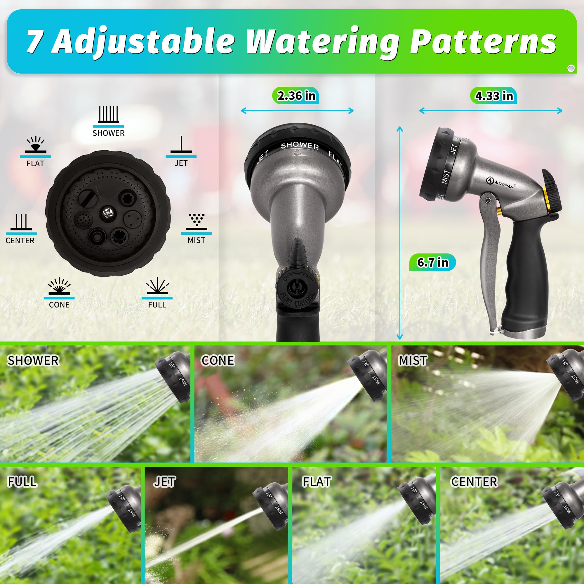 AUTOMAN boquilla regando plantas con patrón Shower para riego uniforme