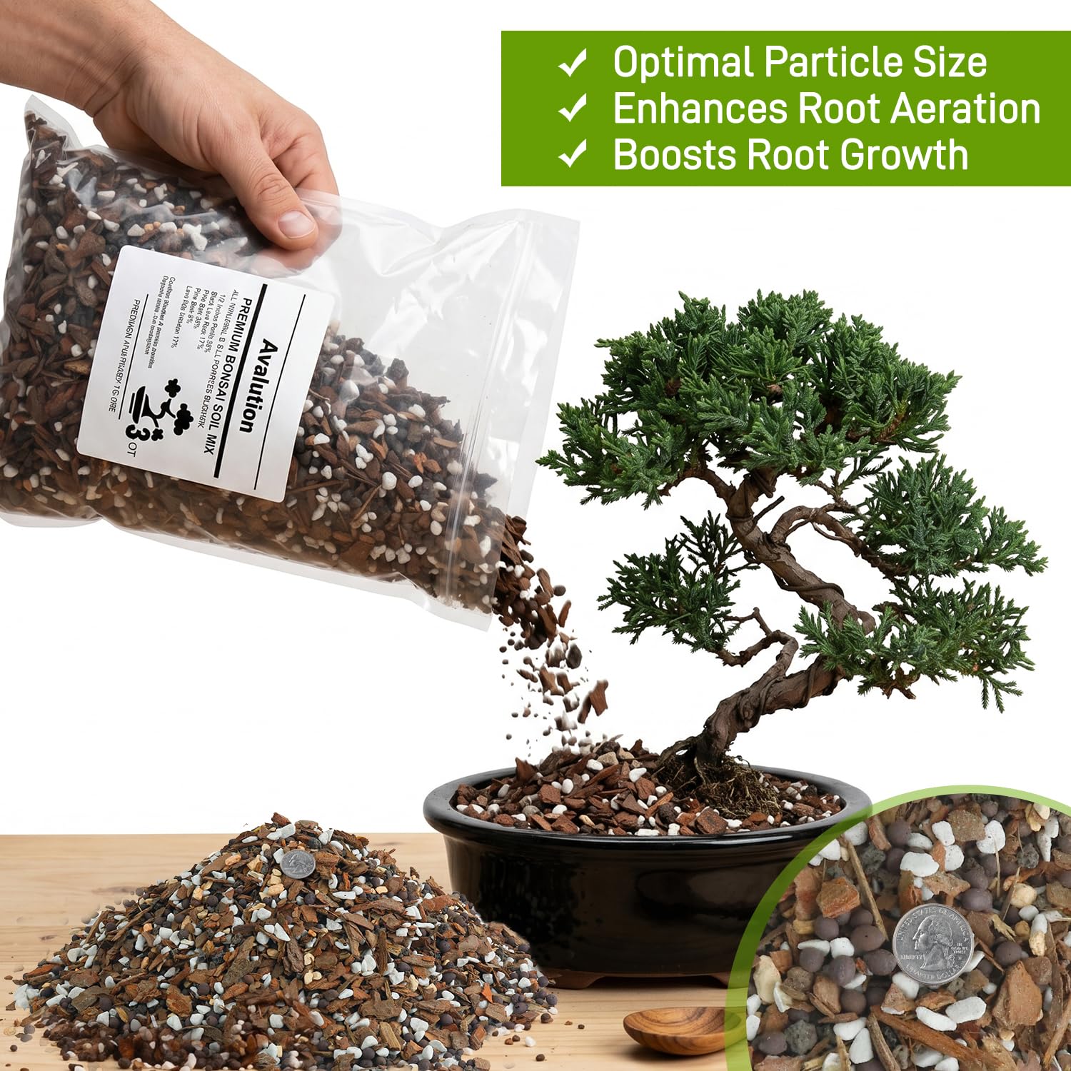 Avalution bolsa 3QT junto a regla para comparar tamaño y cantidad correcta