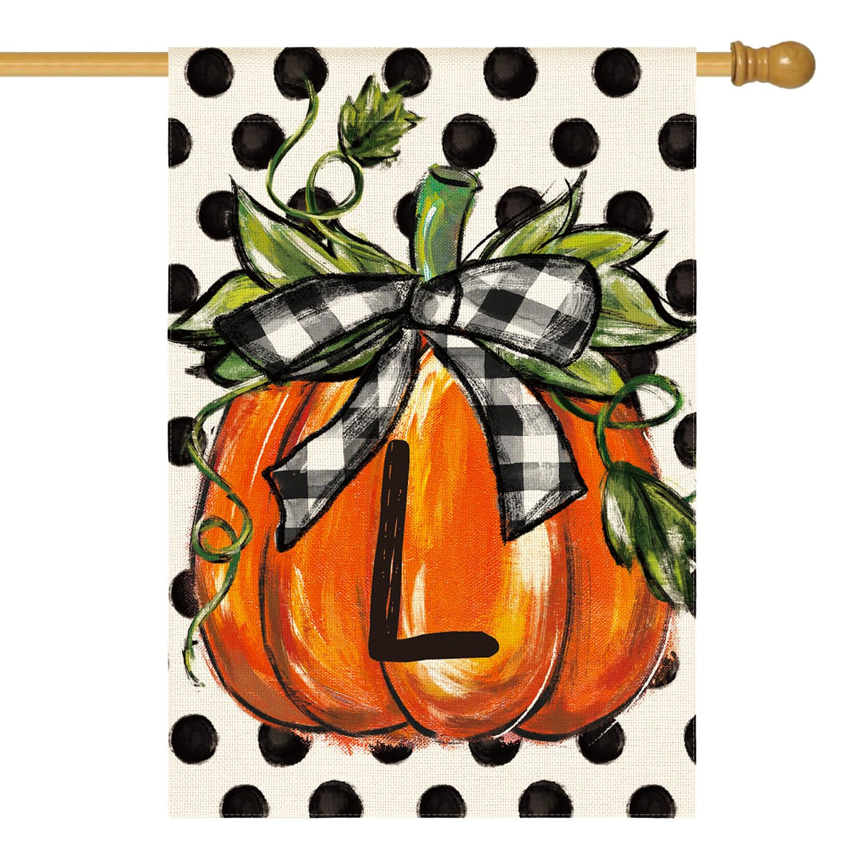 AVOIN colorlife bandera frontal mostrando calabaza y monograma L, mejora la bienvenida