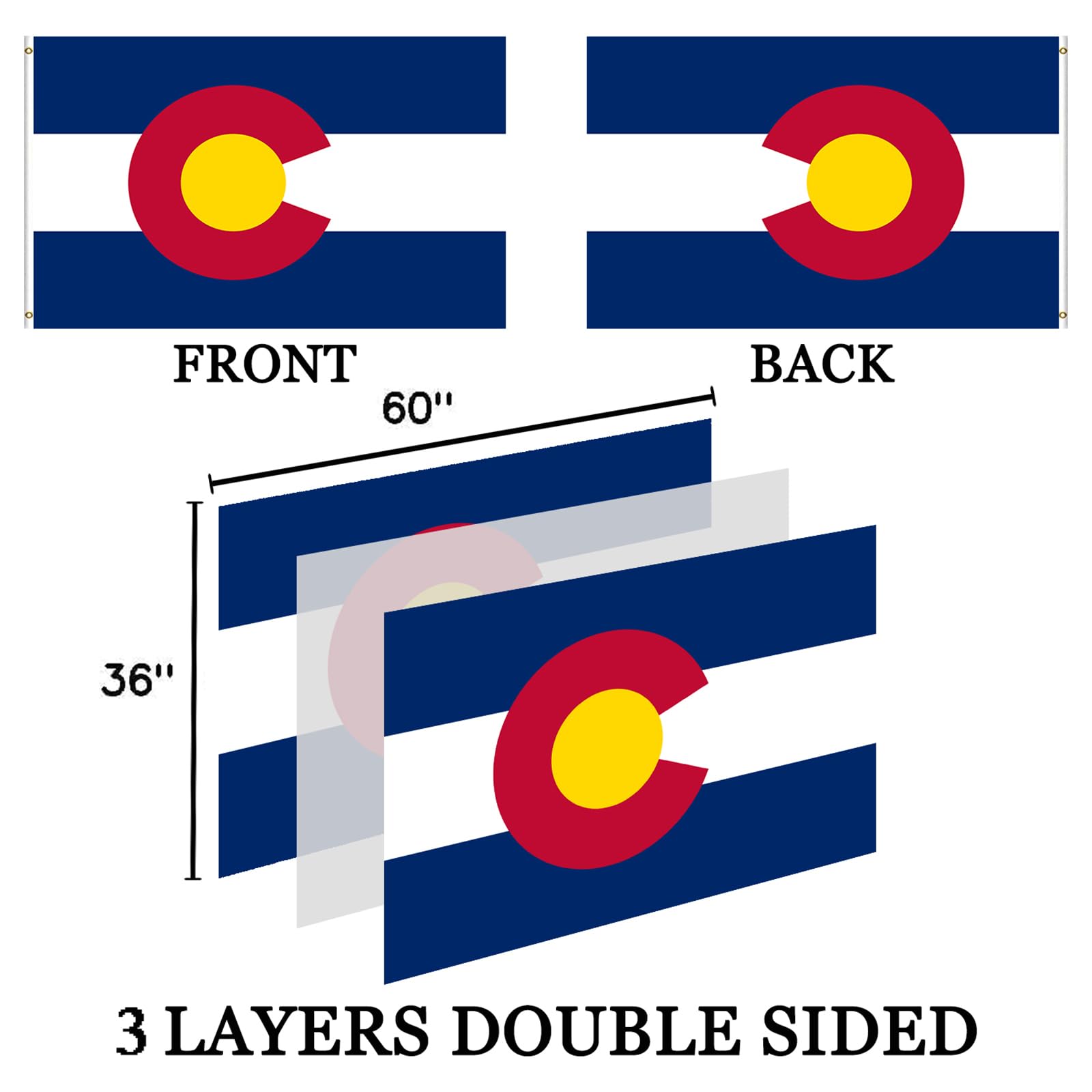 AXJBW bandera Colorado textura de poliéster 240D duradera y resistente