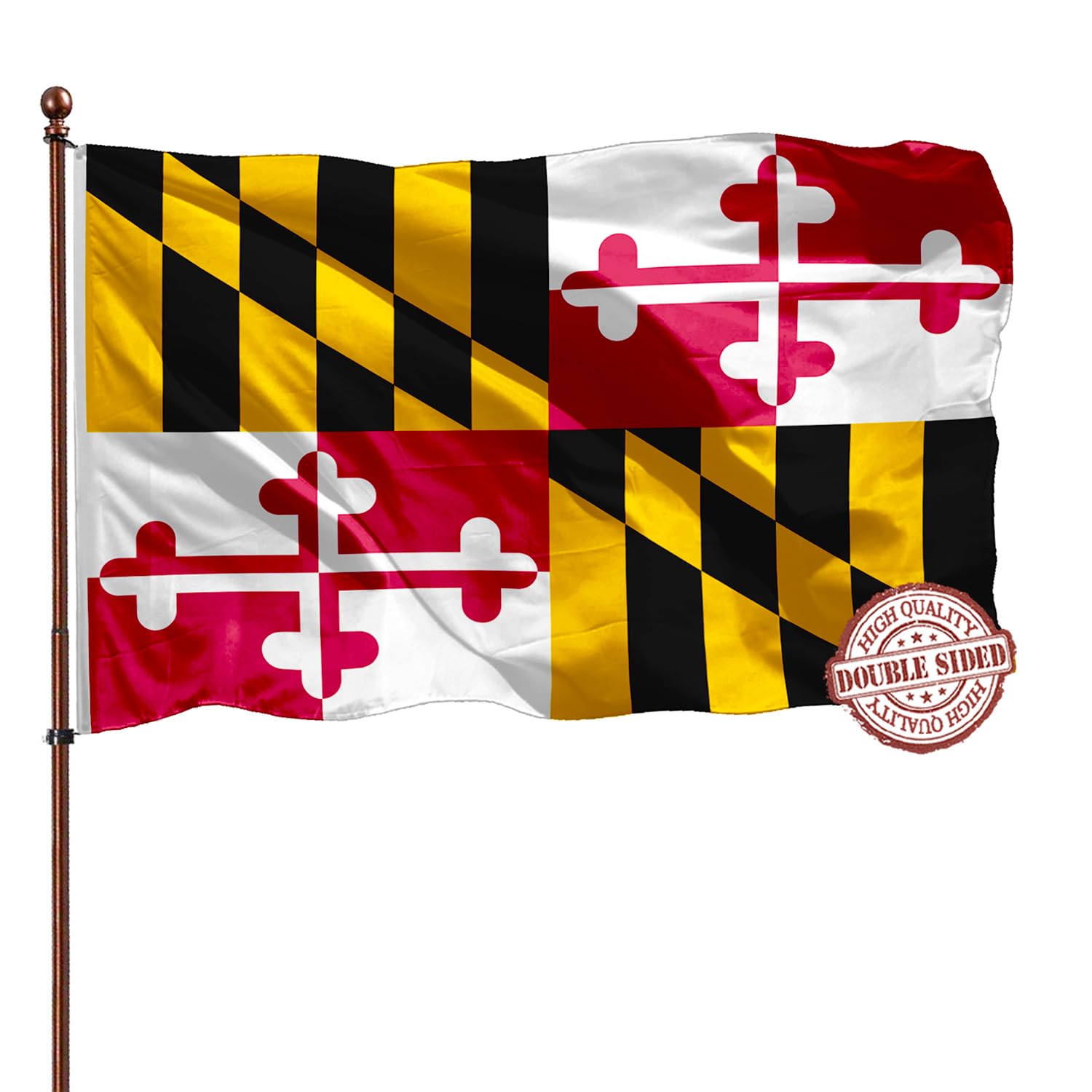 AXJBW bandera Maryland frontal mostrando diseño nítido y colores duraderos