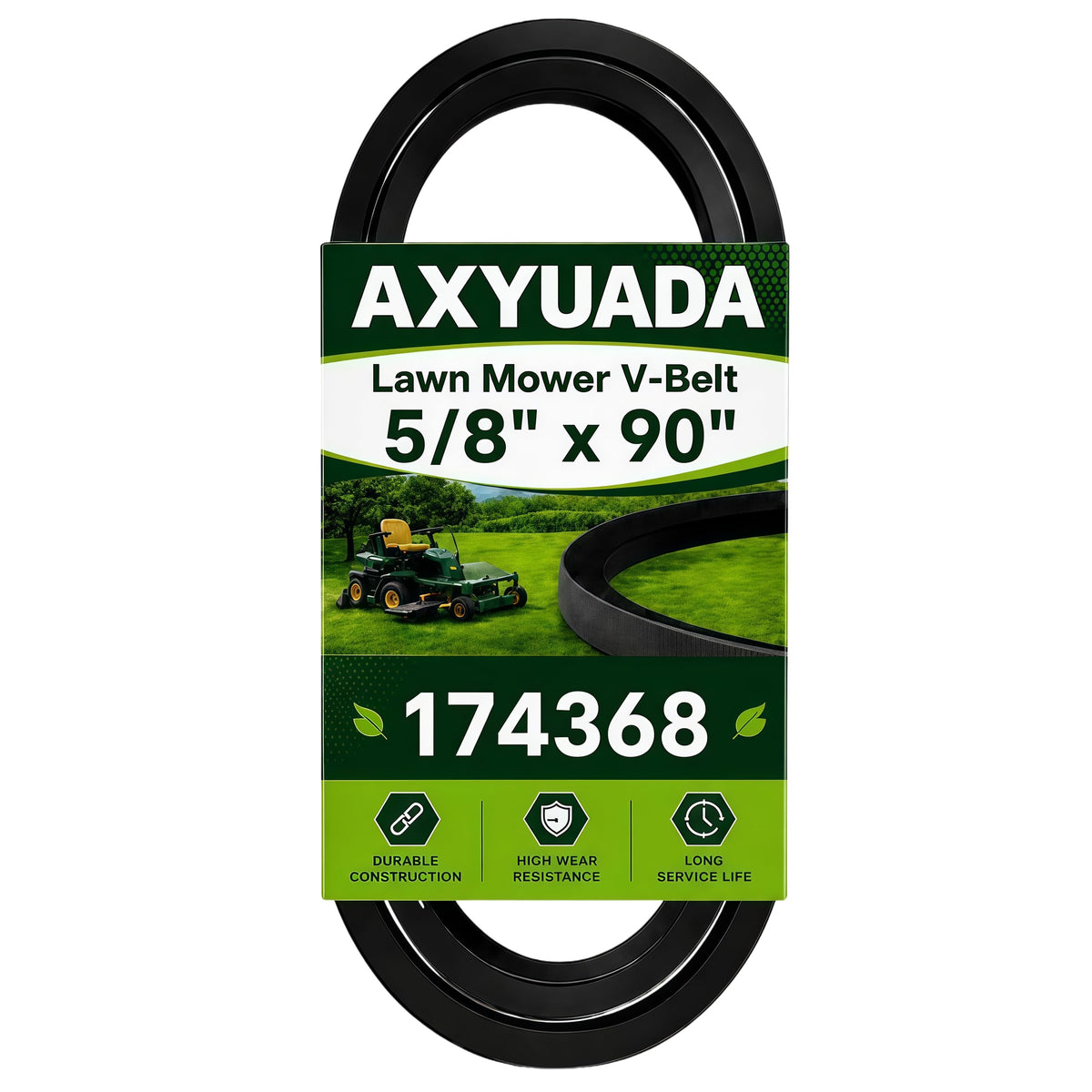 Axyuada correa frente empaque mostrando compatibilidad y beneficio durabilidad