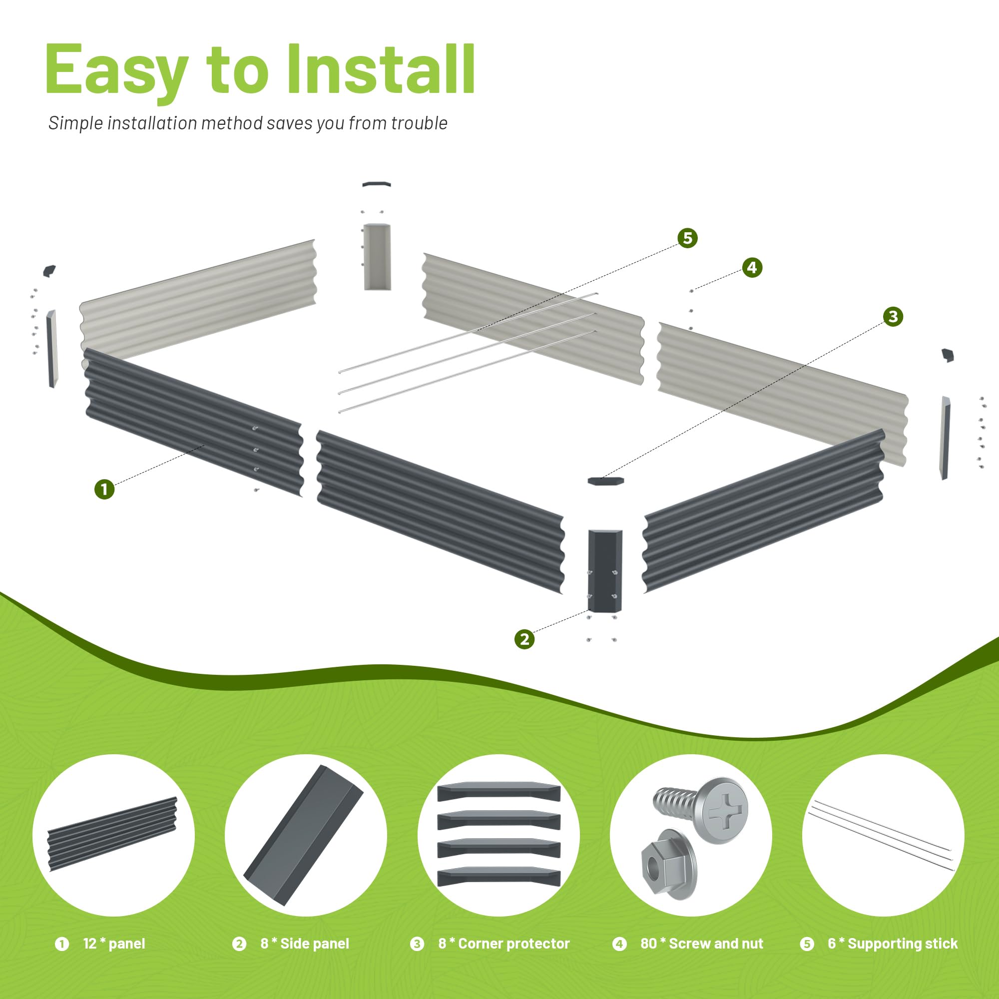 Ayen Guard cama con verduras creciendo mostrando alta capacidad
