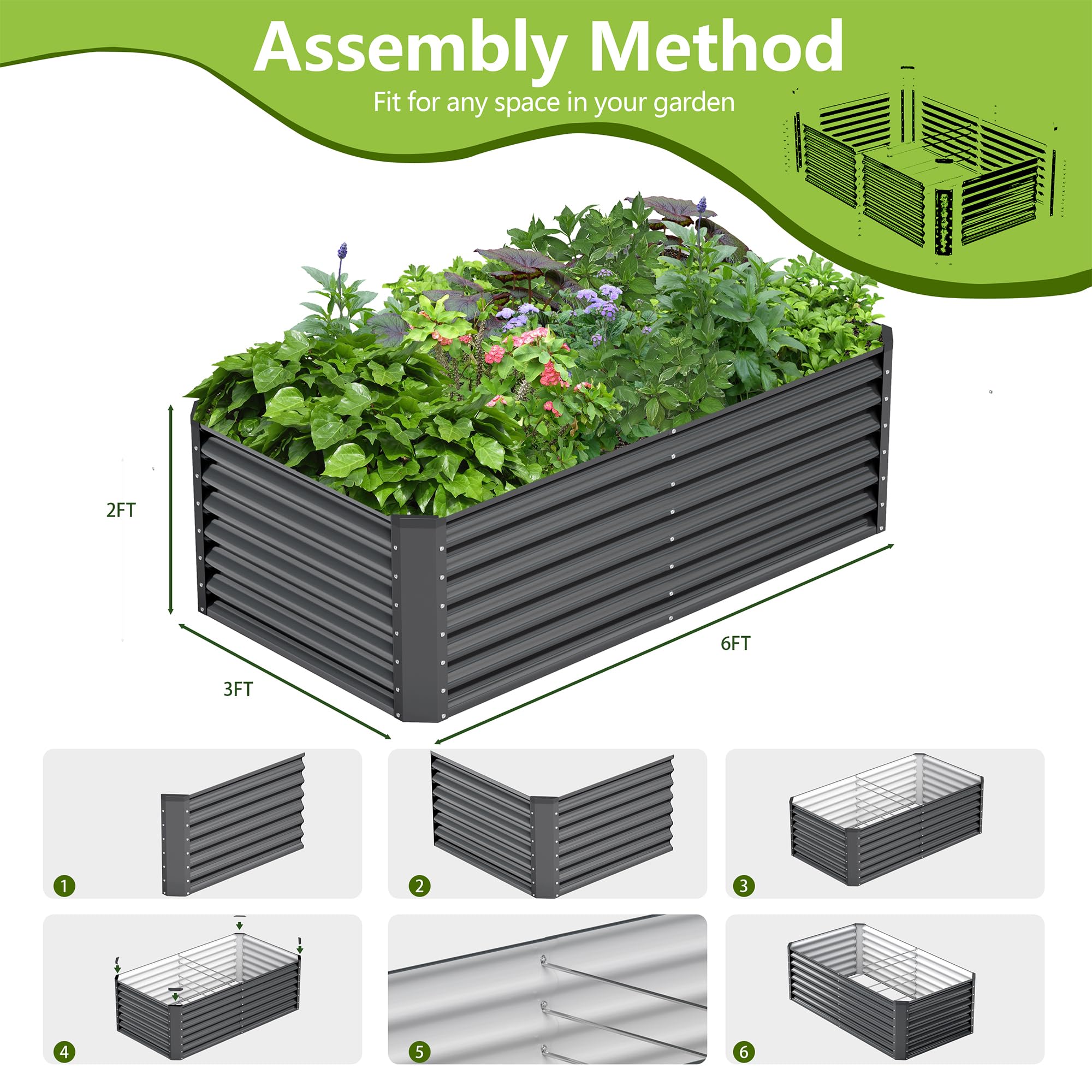 Ayen Guard cama elevada en uso con verduras creciendo para inspiración de cultivo