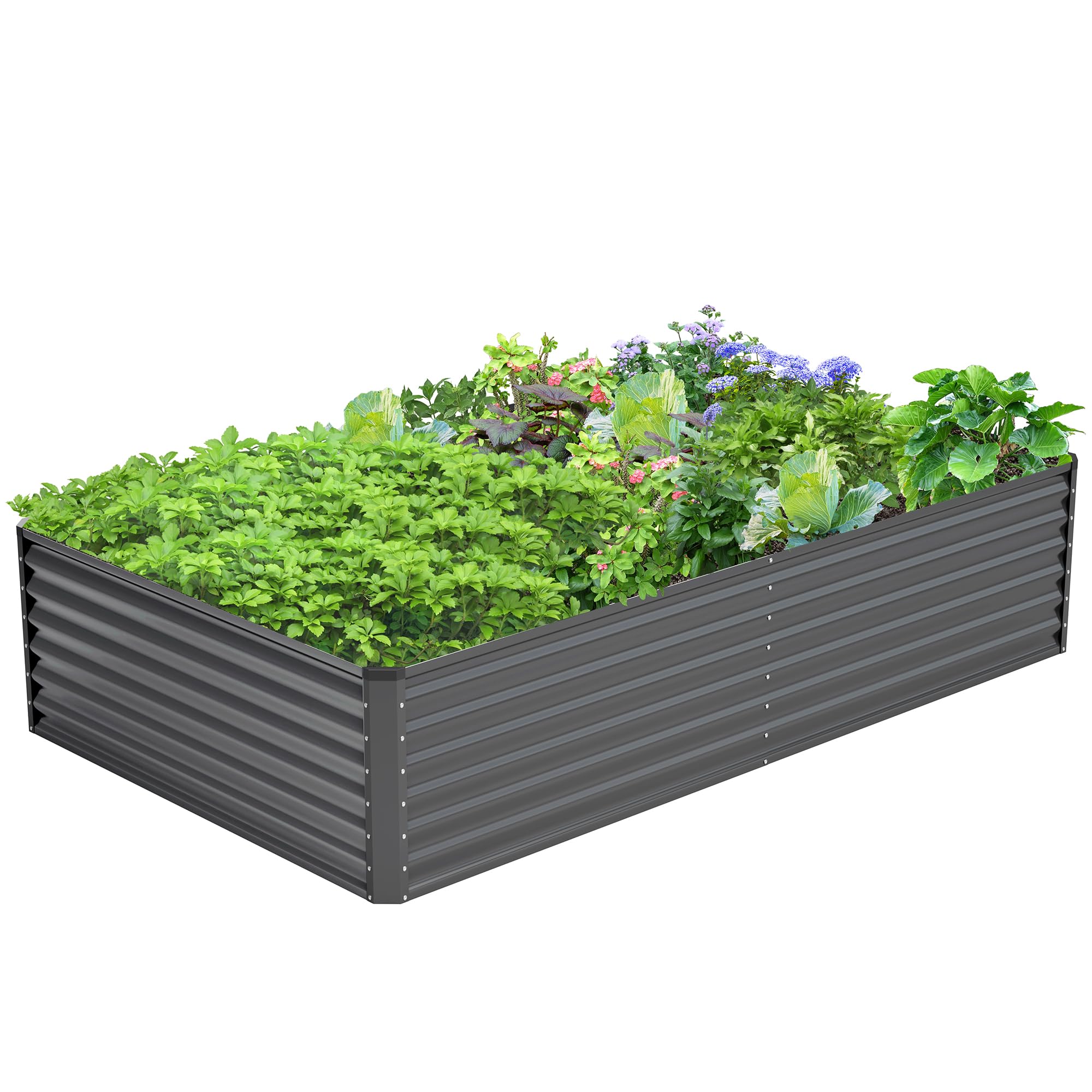 Ayen Guard frontal de la cama elevada mostrando espacio de cultivo y resistencia