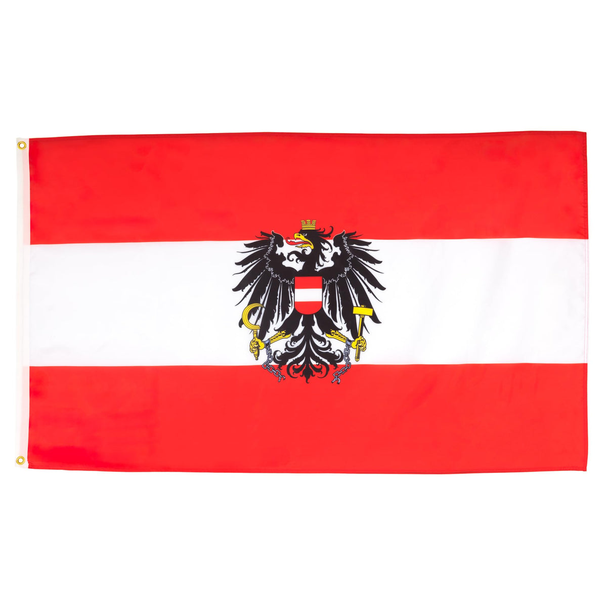 AZ FLAG bandera Austria frontal mostrando colores vivos y acabado profesional