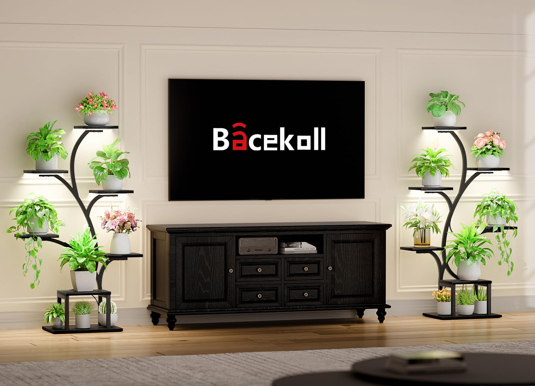 BACEKOLL detalle de la luz LED integrada facilita crecimiento en interiores