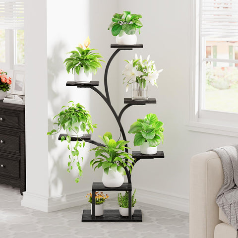 BACEKOLL estantería en sala mostrando plantas iluminadas y decoración