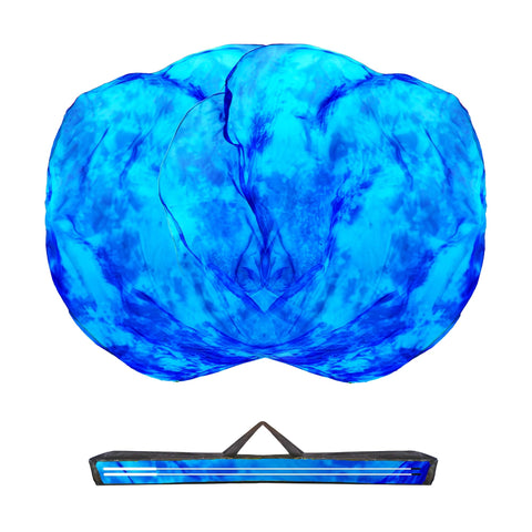 Baisdan bandera frontal azul marino mostrando tamaño y caída elegante