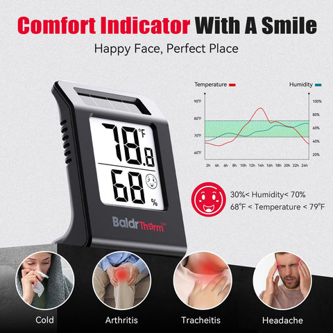 BaldrTherm colocado junto a un móvil para comparar tamaño compacto