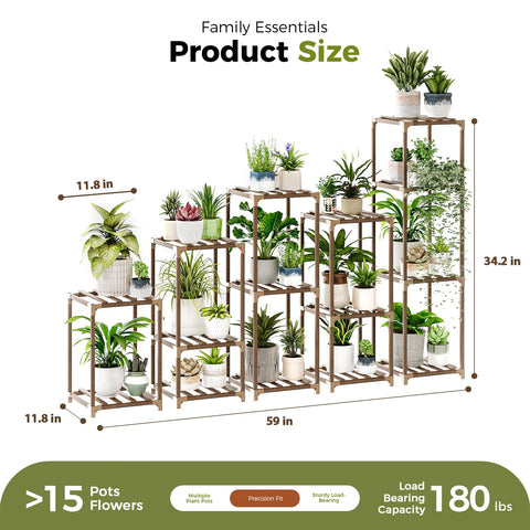 Bamworld escalera de macetas junto a una ventana para decoración viva