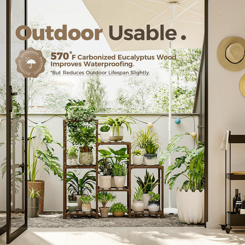 Bamworld estantería en uso interior realzando plantas y ahorro de espacio