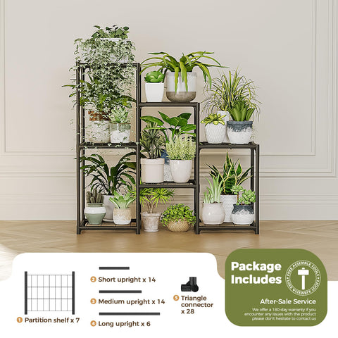 Bamworld estantería integrada en salón como organizador decorativo de plantas