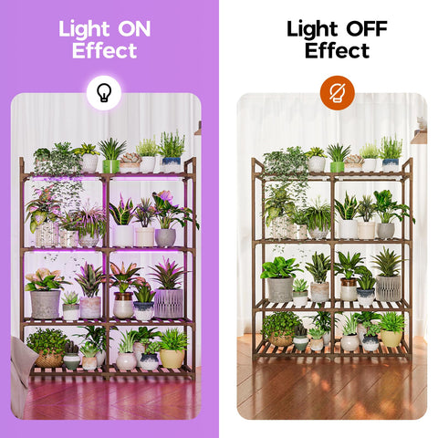 Bamworld luz de crecimiento encendida aportando energía a plantas