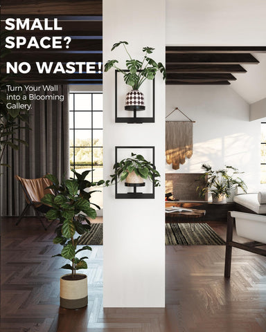 Bamworld macetero en ventana con plantas elevando la luz natural y estilo