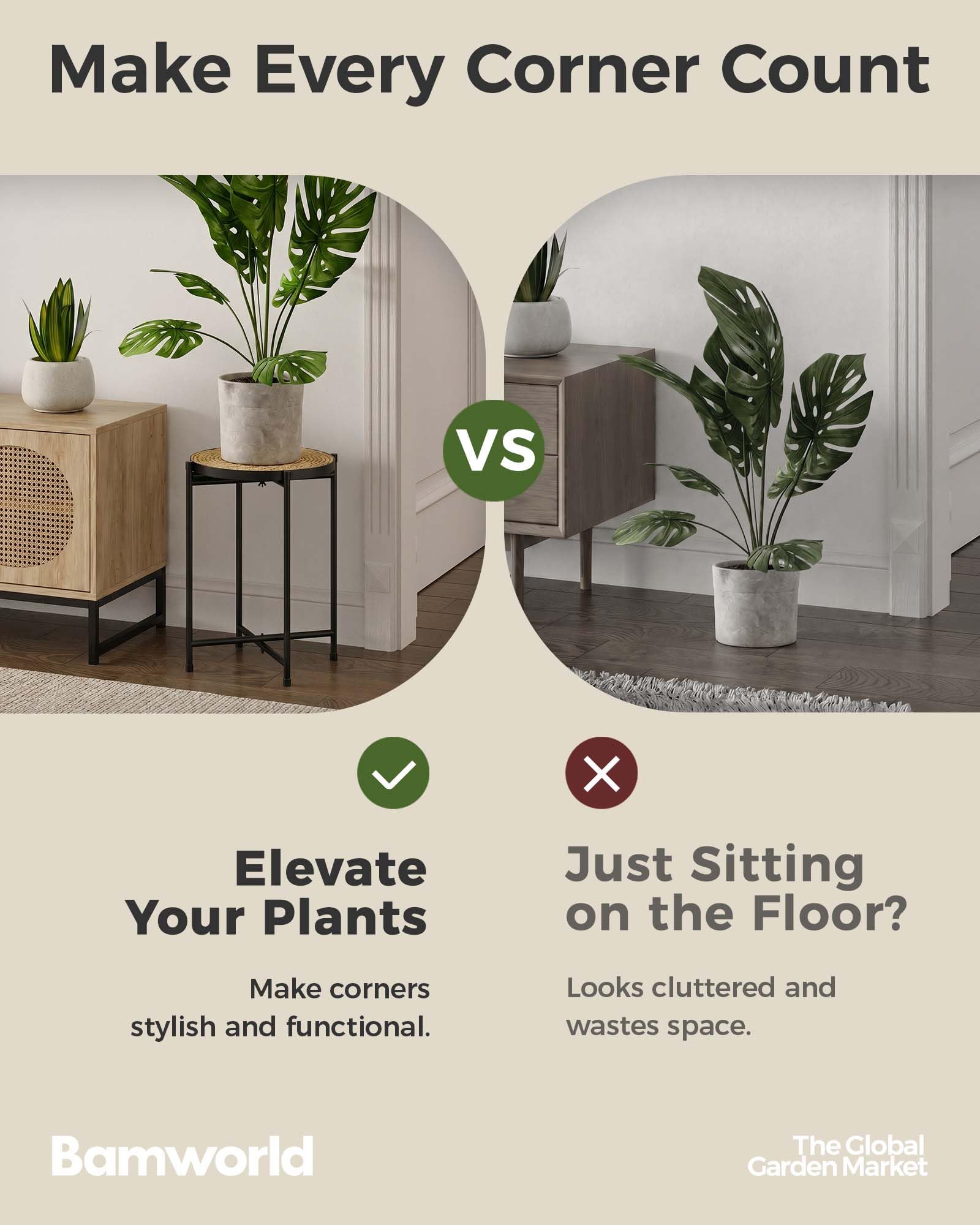 Bamworld con planta grande realza follaje y ventilación