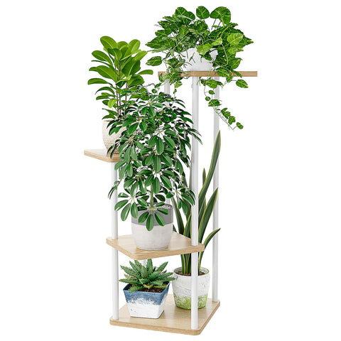 Bamworld soporte frontal mostrando varias macetas y ahorro de espacio