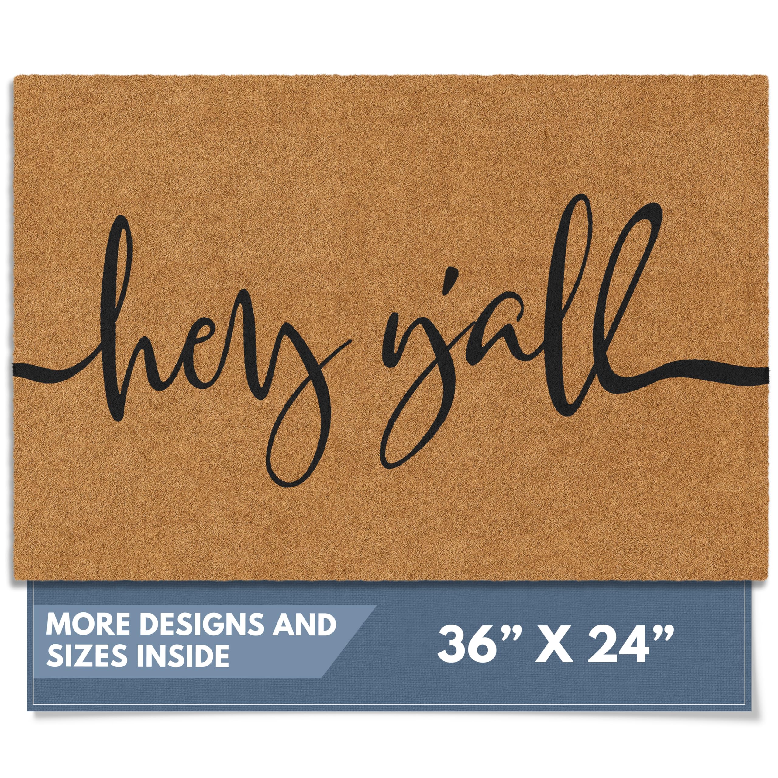 Barnyard Designs felpudo frontal mostrando "Y'all" y bienvenida estética